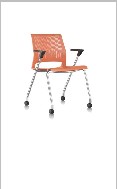 Magna Side Chair, Plastic with metal 4-leg on casters — Magna