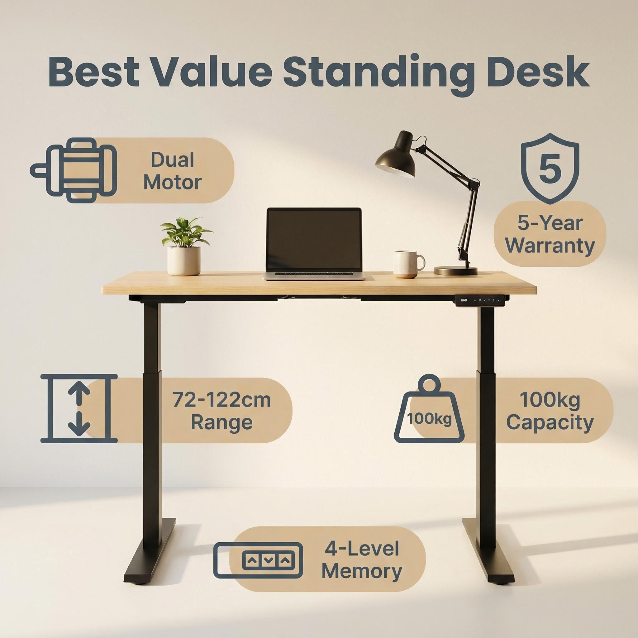 The Desk Space | Dual Motor Electric Standing Desk | 5-Year Warranty | Melbourne Stock