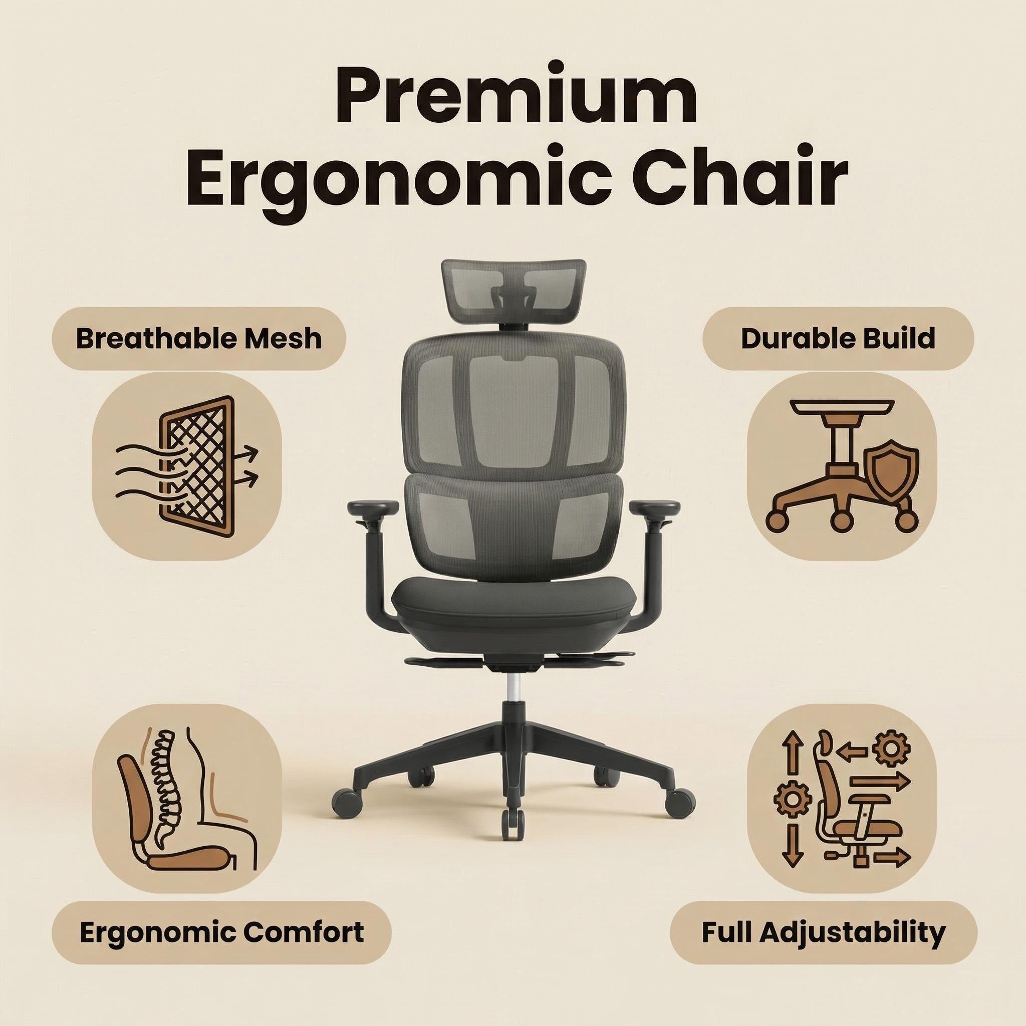 H2 Mesh Chair – Black High Back