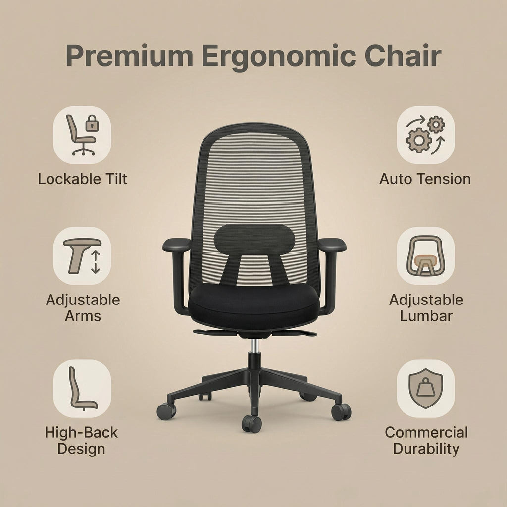 ERGO 110 | High-Back Ergonomic Office Chair | 3-Year Warranty | Melbourne Stock