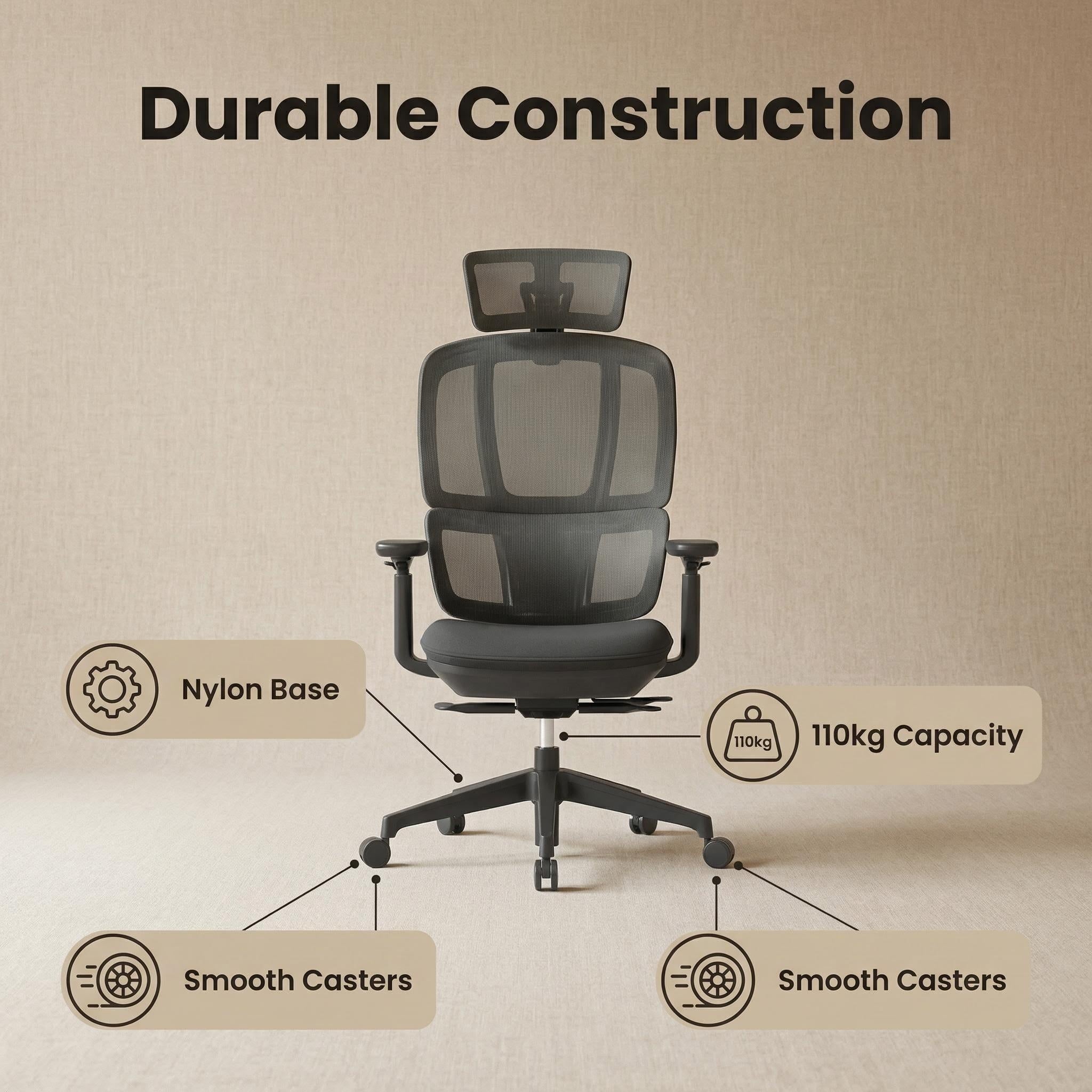 H2 Mesh Chair – Black High Back