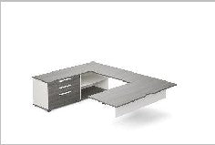 U-shaped desk + 3-drawer, 2-shelf credenza — Mall Ii