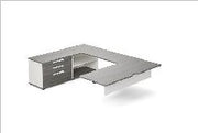 U-shaped desk + 3-drawer, 2-shelf credenza — Mall Ii
