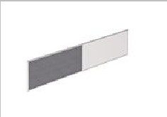Framed desk-mounted screen (half-tackable fabric/half-whiteboard) — Mall Ii