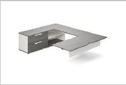 U-shaped desk + 2-drawer, 2-shelf credenza — Mall Ii