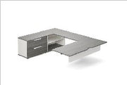U-shaped desk + 2-drawer, 2-shelf credenza — Mall Ii
